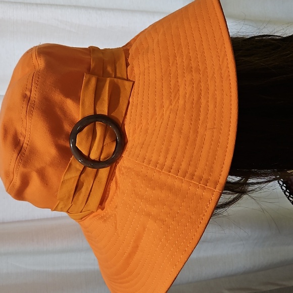 Sun N Sand Chic Orange Wide-Brim Hat‎ with Buckle Packable Pool Vacation Hat main image 8